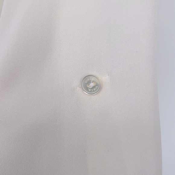 Vince Contrast Trim V-Neck Silk Blouse Off White Black Women’s Size XS - Picture 6 of 16